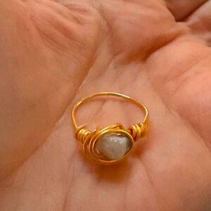 Gold and White Stone Ring